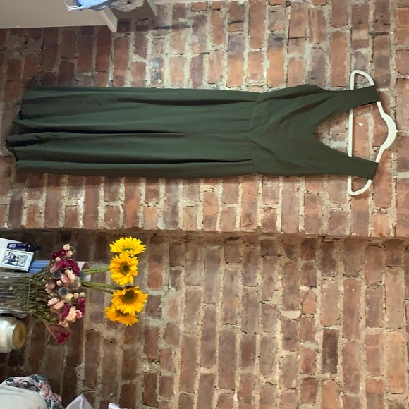 Army Green Jumpsuit - open back with tie - Picture 3 of 4